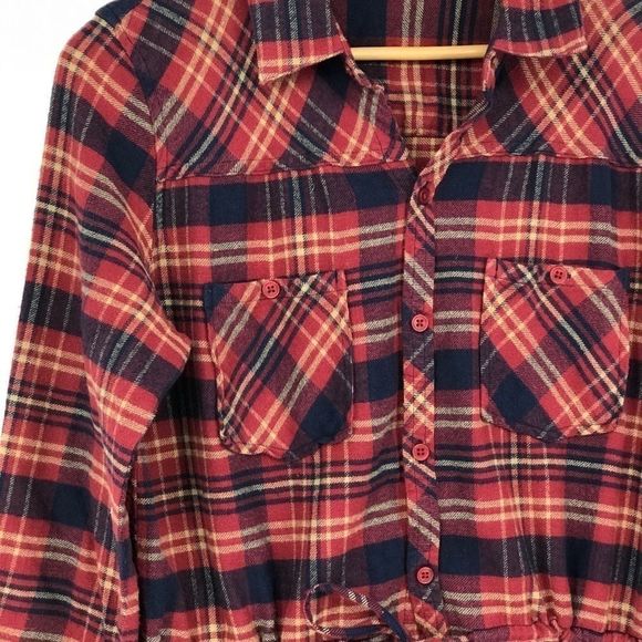 Element Eden red plaid cinch waist flannel - Picture 3 of 8
